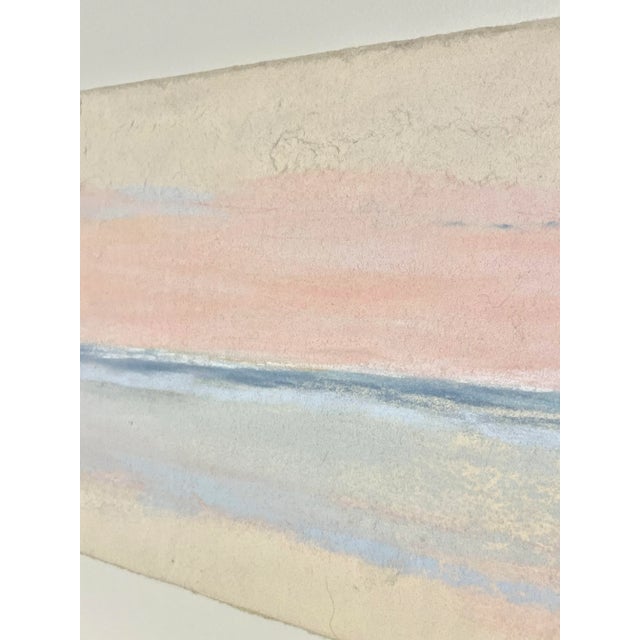 Modern Coastal Original Pastel Unframed Raw Edge Painting, Pink, Blue and Yellow For Sale - Image 9 of 12