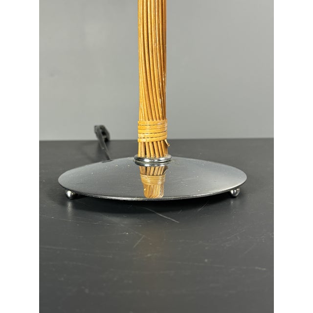 Silver Pencil Reed Rattan Bamboo and Chrome Table Lamps, 1980s, Set of 2 For Sale - Image 8 of 18