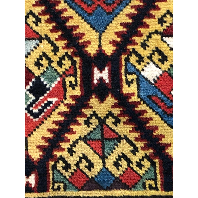 19th Century Yellow Green Red Caucasian Talish Rug For Sale - Image 6 of 16
