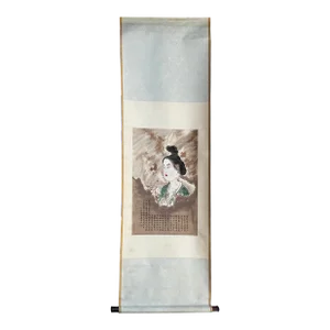 Chinese Color Ink Tong Style Lady Portrait Scroll Painting Wall Art