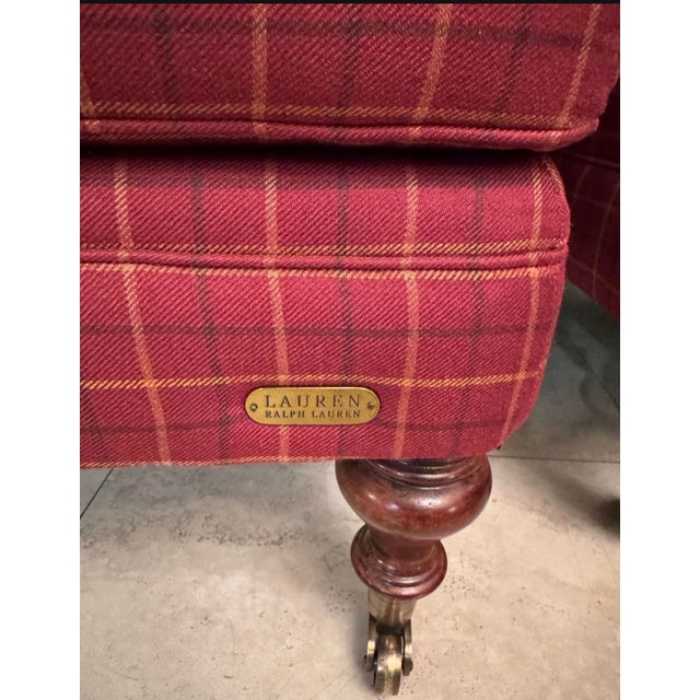 Beautiful vintage set. Expert craftsmanship. Heirloom quality with beautiful upholstered plaid red high-quality fabric....