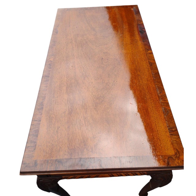 1920s Elegant Chippendale Style Mahogany Writing & Console Table 1920 For Sale - Image 5 of 12