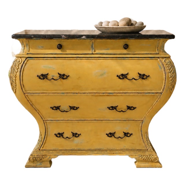 Couture French Provincial Marble Top Bombe Dresser — Maison Martine For Sale