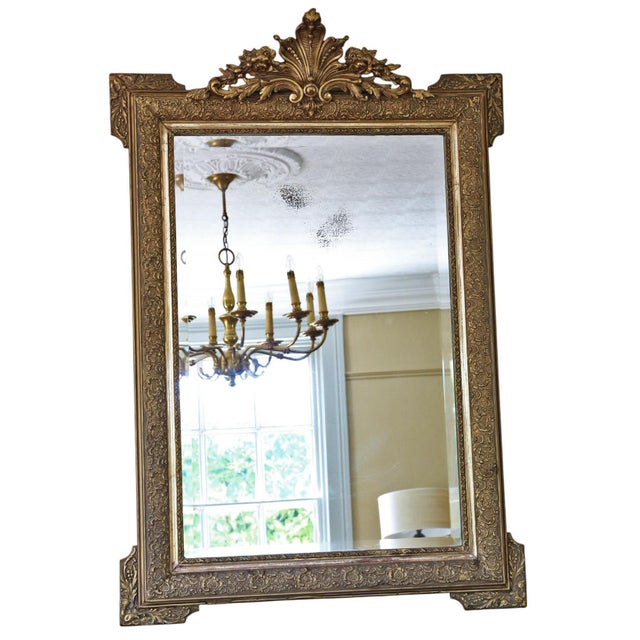 Large Antique Gilt Overmantle Wall Mirror, 1890s For Sale - Image 4 of 11