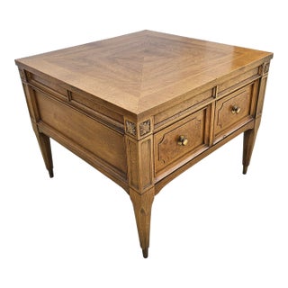 American of Martinsville Burl Walnut Low Side Table For Sale