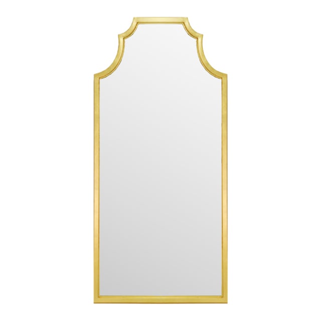 Matthew Izzo Home Finley Pagoda Style Gold Leaf Floor Mirror For Sale