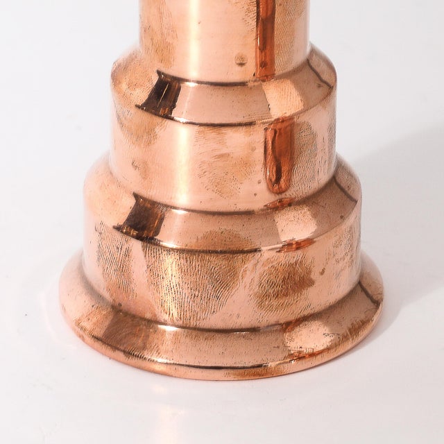 Art Deco Machine Age Skyscraper Style Candleholders in Copper Signed Revere For Sale In New York - Image 6 of 9