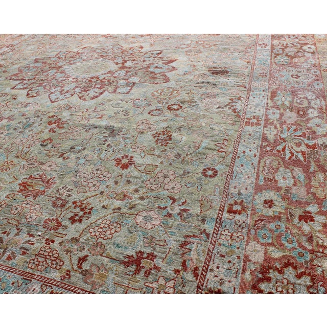 Early 20th Century Antique Persian Sultanabad Rug With Central Rosette Medallion and Soft Red 10'5 X 13'10 For Sale - Image 5 of 10