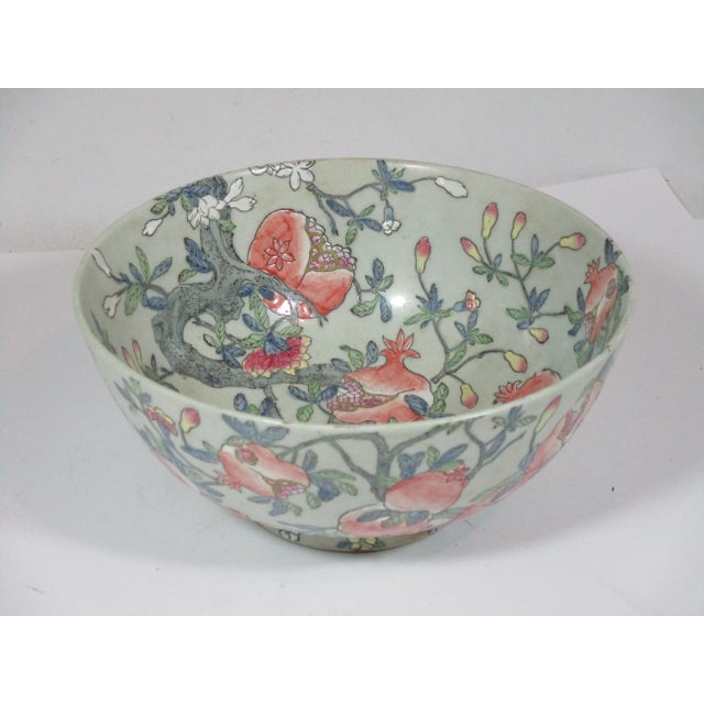 Celadon Vintage 1980s Chinese Pomegranate Bowl For Sale - Image 8 of 8
