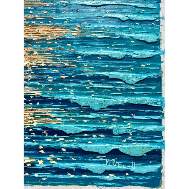 Ocean Shimmer — Seascape Original Oil Painting, Unstretched, by Samuel H. (24" X 36") For Sale - Image 4 of 5