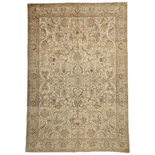 Neutral Vintage Persian Tabriz Rug - 11′1″ × 16′2″ For Sale