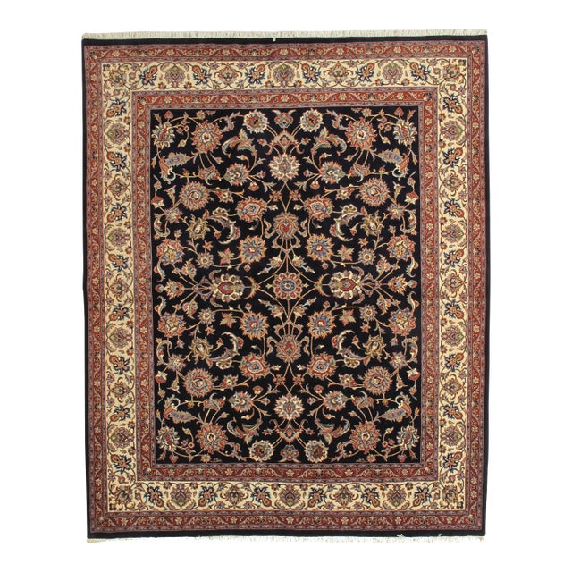 Vintage Hand-Knotted Persian Mashad Rug 7'3" X 8'11" For Sale