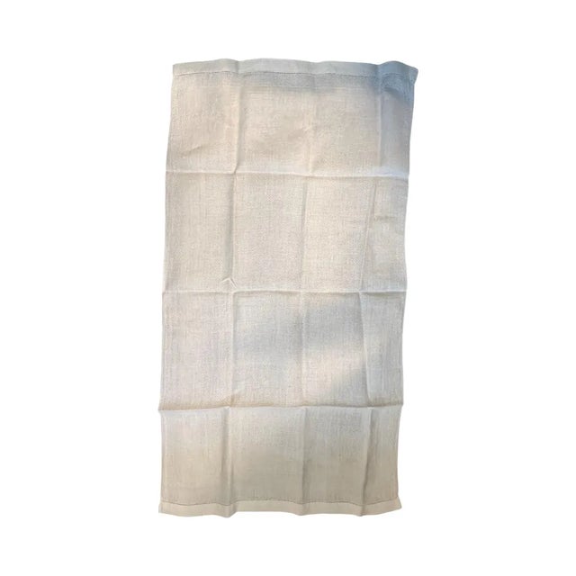 Vintage French Linen Damask Towel with Woven Diamond Motif and Hemstitch Border For Sale - Image 4 of 9