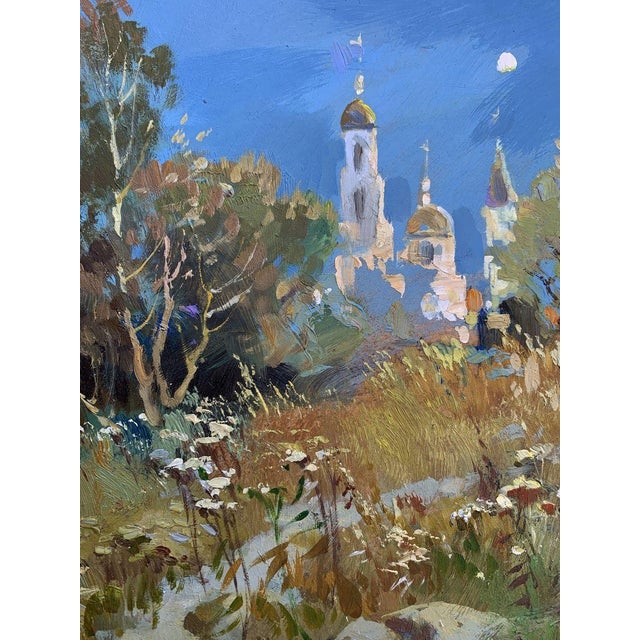 Sky Blue Oil Painting the Moonlight Illuminates Yuriy Suprunchuk For Sale - Image 8 of 12