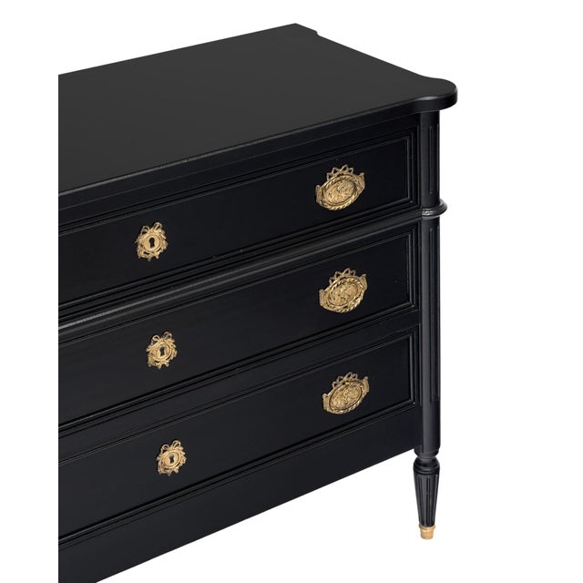 French Louis XVI Style Chest of Drawers, Ebonized, Antique 1910s For Sale - Image 4 of 9