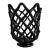 Sculptural Glossy Black Open-Lattice Art Glass Vase Sculptural Openwork Glass For Sale