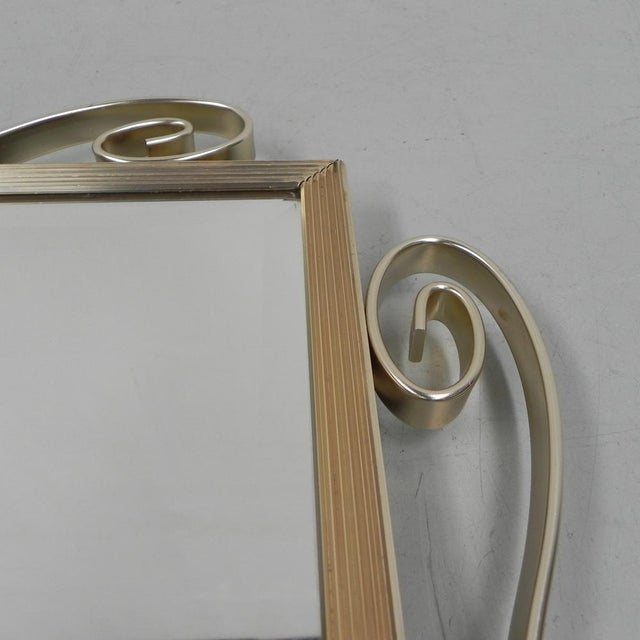 Vintage Faceted Mirror in Aluminum Frame, 1950s For Sale - Image 3 of 17