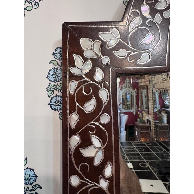 1980s Vintage Mother-of-Pearl Inlay Contemporary Mirror For Sale - Image 5 of 7