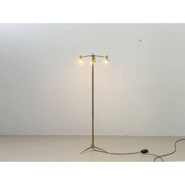 Gold Vintage Three-Light Brass Floor Lamp, 1950s For Sale - Image 8 of 18