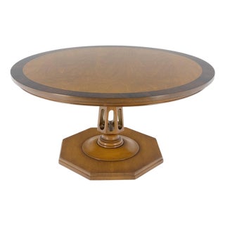 Very Fine Mid Century Modern 36" Round Rosewood Banded Top Coffee Table MINT For Sale