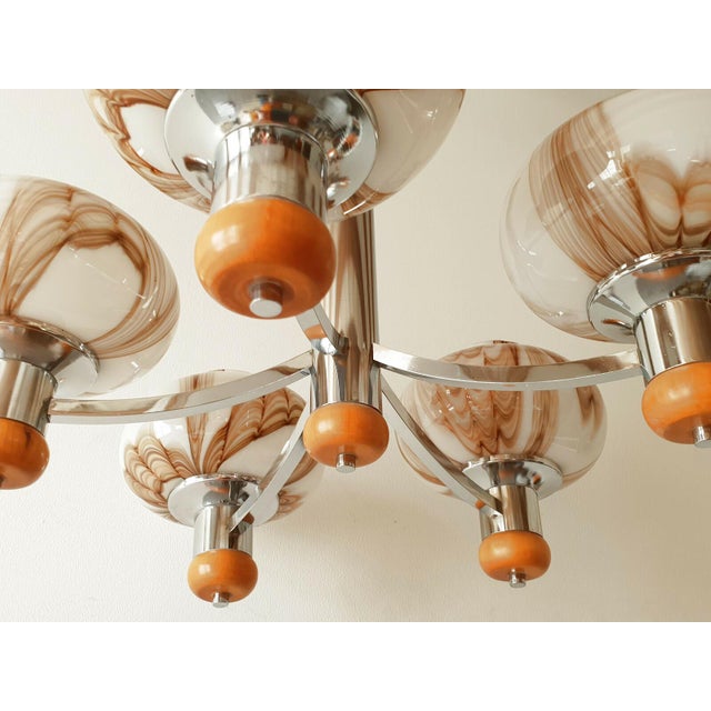 Vintage Chandelier in Glass with Marble and Steel, 1960s For Sale - Image 6 of 9