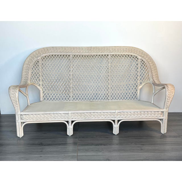 1980s 1980s Coastal Wicker Sofa For Sale - Image 5 of 11