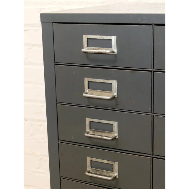 Cole Steel Mid 20th Century Industrial Steel Flat File Cabinet With 27 Label-Pull Drawers For Sale - Image 4 of 12
