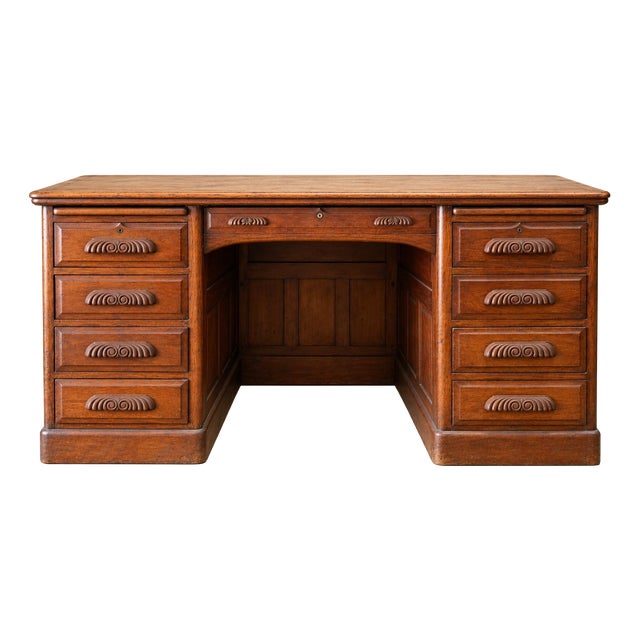 Napoleon III Walnut Minister's Desk with Drawers For Sale