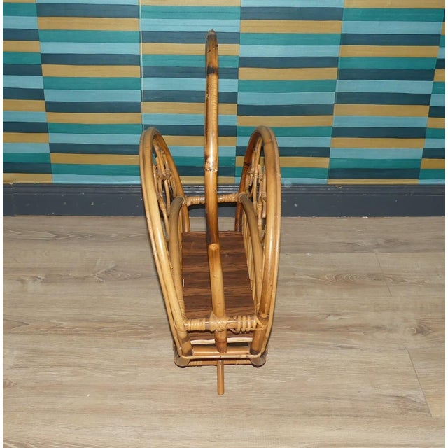 1960s Large Bamboo and Bentwood Newspaper Rack For Sale - Image 5 of 9
