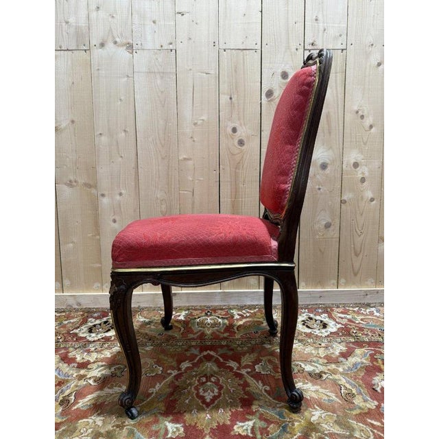 Wood Louis XV Style Chairs in Walnut and Brass, Set of 6 For Sale - Image 7 of 12
