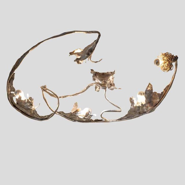 Sculptural Silver and Wrought Iron Wall or Ceiling Light by Salvino Marsura For Sale - Image 13 of 13