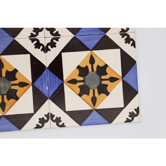 Blue 1940s Set of Four Geometric Tiles, Portuguese For Sale - Image 8 of 12