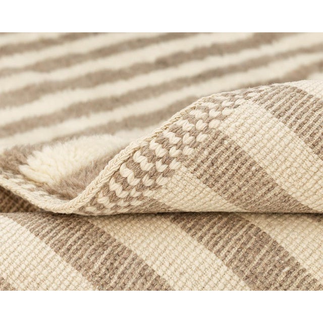 Textile Classic Striped Hand-Knotted Wool Rug | 8'6" X 5'10" | One of a Kind For Sale - Image 7 of 8