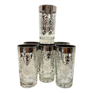 Vintage 1960's Shield by Century Metalcraft Glass Tumblers - Set of 7
