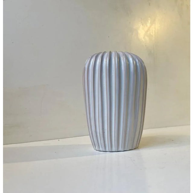 Ceramic Danish Modern White Glaze Ceramic Vase from Eslau, 1960s For Sale - Image 7 of 7