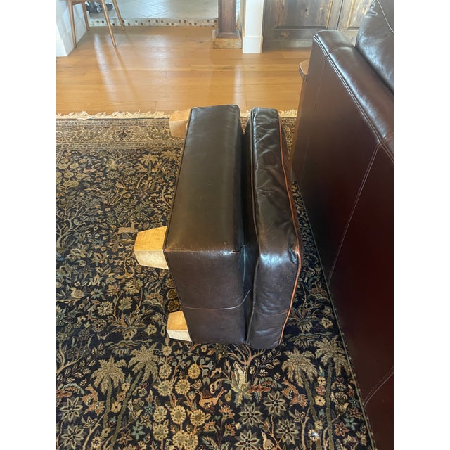 Rustic 1970s Texas Western Genuine Distressed Leather Footed Usa Made Ottoman For Sale - Image 3 of 9