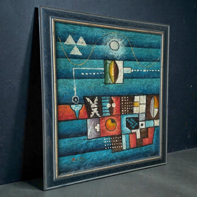 B. Long, Abstract Artworks, 1960s, Canvas Paintings, Set of 2 For Sale - Image 4 of 18