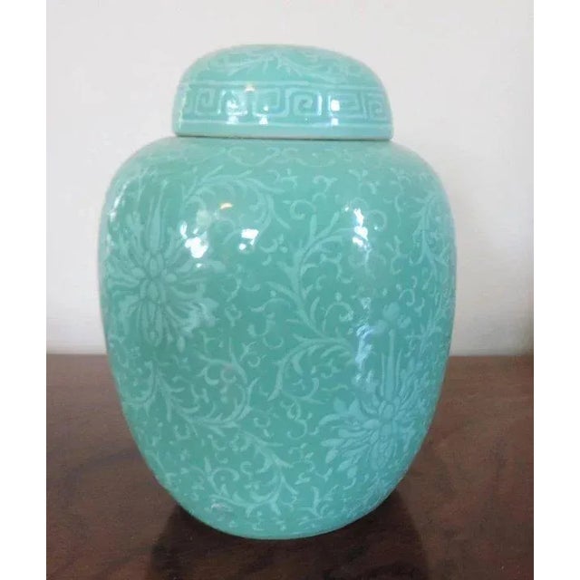 Mint 19th Century Chinese Porcelain Jar in Monochrome Mint Green Glaze For Sale - Image 8 of 11