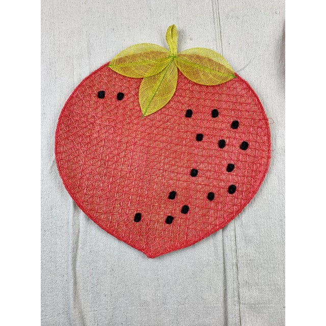 Textile Vintage Strawberry Raffia Placemats-Set of 4 For Sale - Image 7 of 9