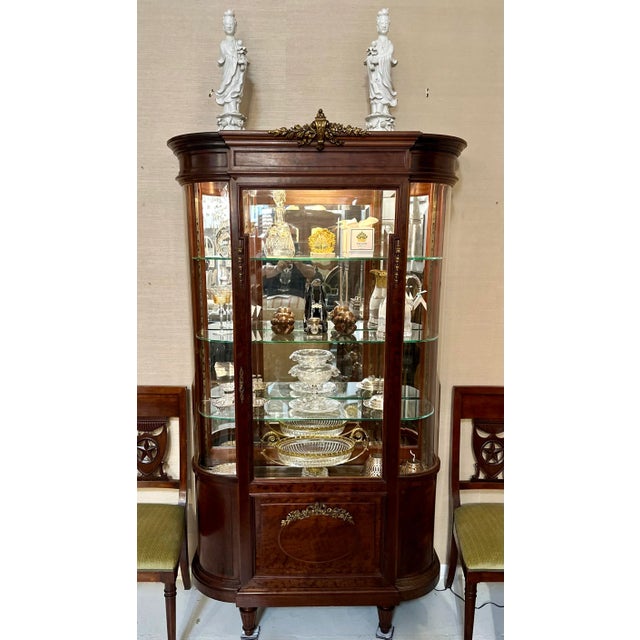 Late 19th Century Antique Louis XVI Style Gilt Bronze & Mahogany Vitrine Display Cabinet For Sale - Image 5 of 5