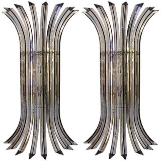 Italian Clear Murano Glass Sconces - Pair For Sale