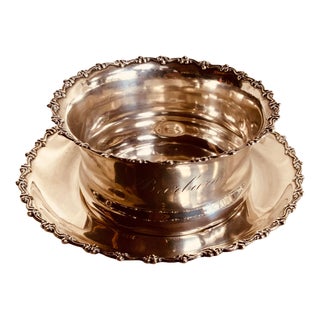 Early 1900s American Sterling Wine Coaster With Underplate For Sale