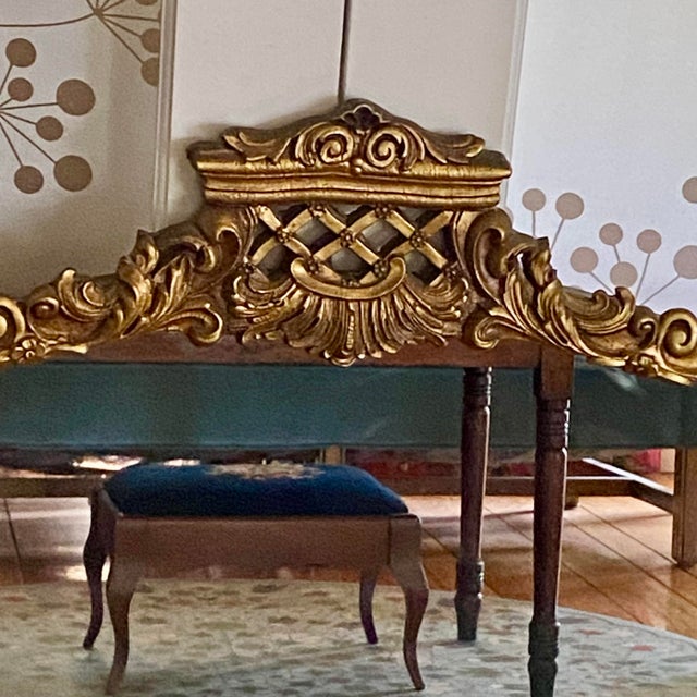 French Provincial Rococo Gold French Crown Mirror For Sale - Image 3 of 17