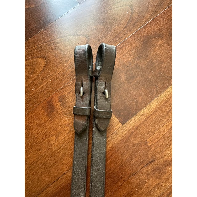 American Vintage English Leather Laced Braided Snaffle Horse Reins For Sale - Image 3 of 17