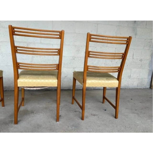 Wood Set of 4 Vintage Ladder Back Teak Wooden Dining Kitchen Chairs Mid-Century Modern Sweden 1960’s For Sale - Image 7 of 8