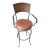 Artistica Home Swivel Metal Dining Chair With Armrests and Brown Upholstery For Sale