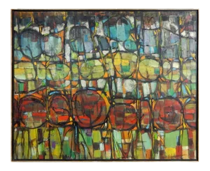 Mid-Century Modern Cubism Oil Painting by Hoffman
