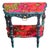 Mid-Century Modern Upcycled Teal & Red Accent Table With Boho Floral & Cheetah Accents For Sale