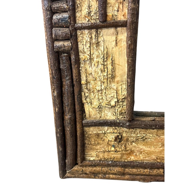 Cabin Vintage Handcrafted Cabin Style Log Mirror For Sale - Image 3 of 6
