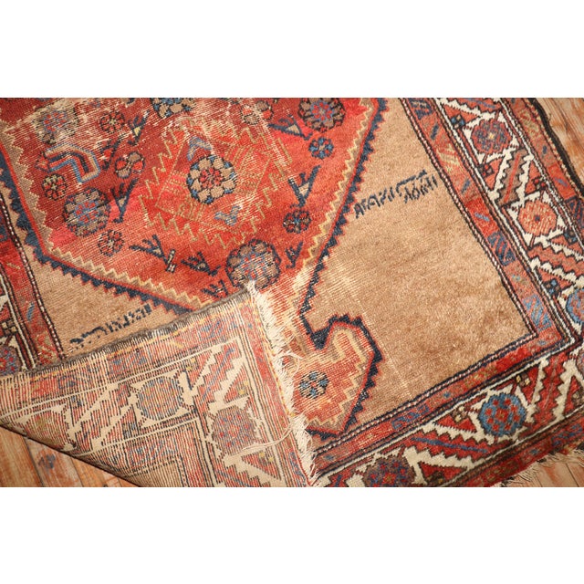 Red Antique Zabihi Collection Persian Tribal Serab Worn Rug - 4'1" x 6'7" For Sale - Image 8 of 12